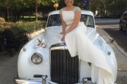 Michelle on our vintage Bentley
